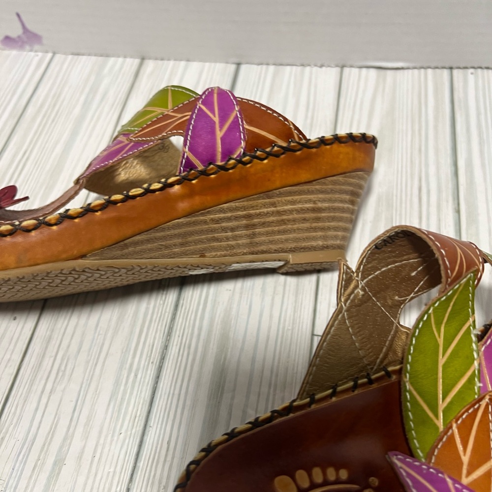 Spring Step L’Artiste sandal size 38 7-7.5 floral wedge - Picture 9 of 10